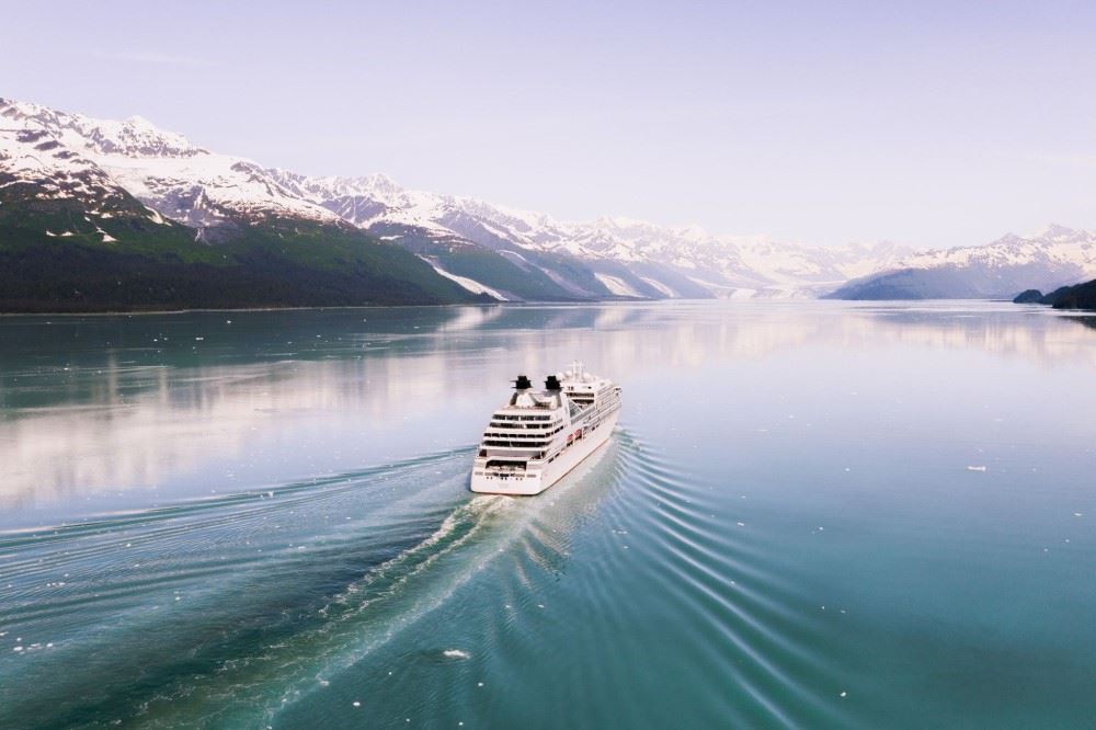 seabourn sojourn cruising in college fjord in alaska