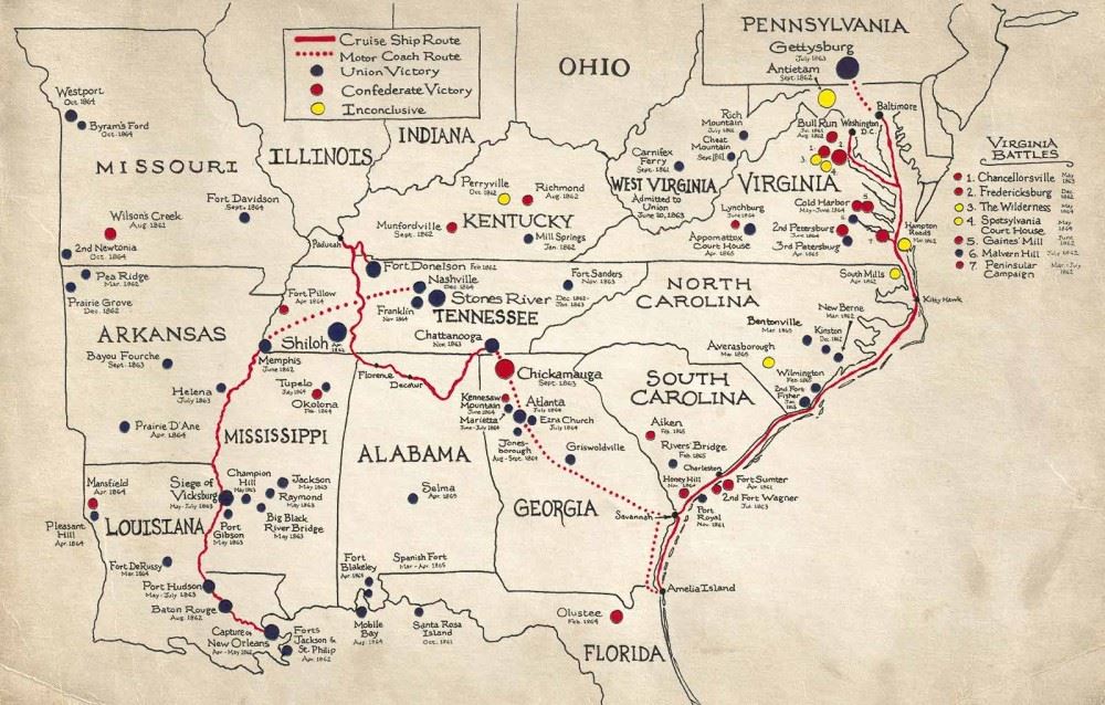 american cruise line civil war battlefields cruise map